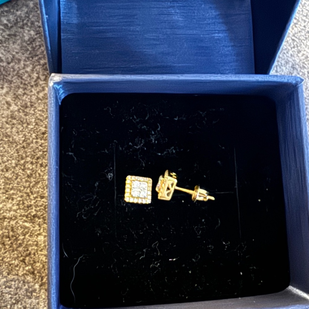 Gold and Silver Square Stud Earrings